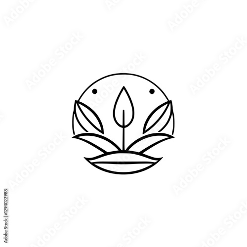 Minimalist Plant Illustration: A sleek, vector-style image, of a stylized plant, against a pure white background.