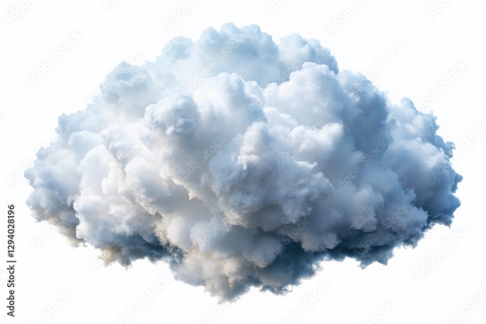 Isolated Cloud Formation, Generative AI Rendered Fluffy White Cloud on Pure Background Isolated Cloud Formation, Generative AI Rendered Fluffy White Cloud on Pure Background