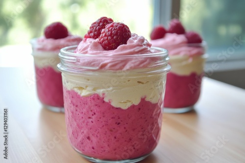 Wallpaper Mural Berry Trifle. Raspberry Coconut Vegan Jar Pudding for Vegetarian Diet Torontodigital.ca