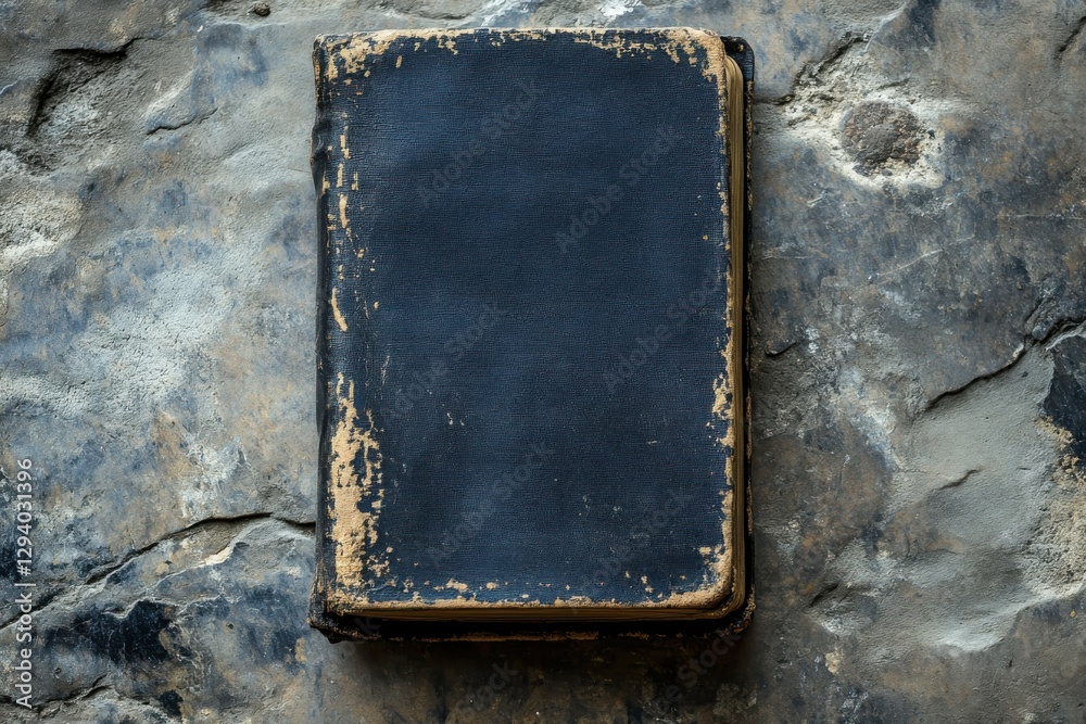 Bible Closed. Old Book with Black Cover Closed on Stone Background Bible Closed. Old Book with Black Cover Closed on Stone Background
