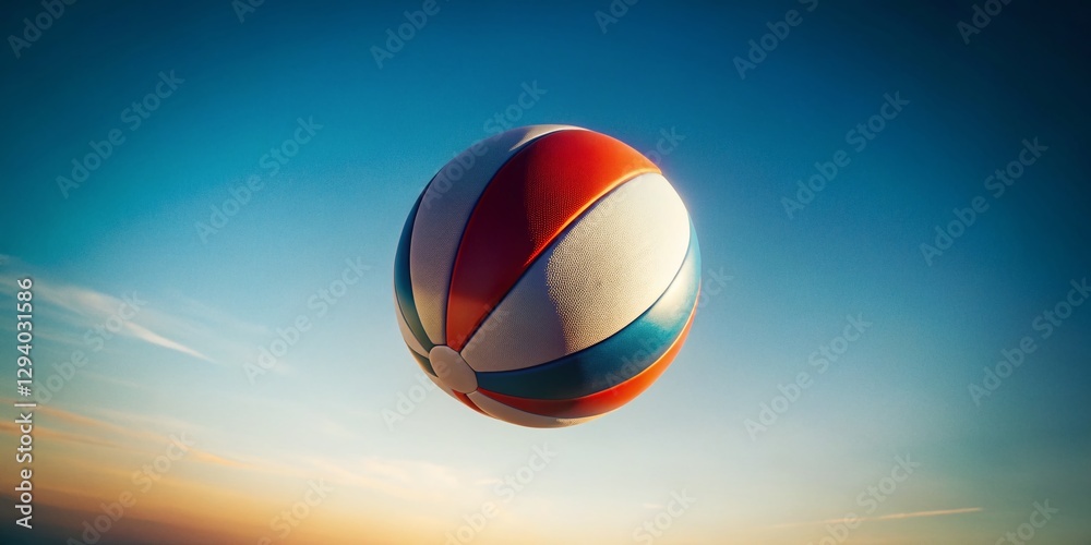 Isolated Volleyball, Floating Aerial Shot, Sport Equipment, Game Ball, High-Angle View Isolated Volleyball, Floating Aerial Shot, Sport Equipment, Game Ball, High-Angle View