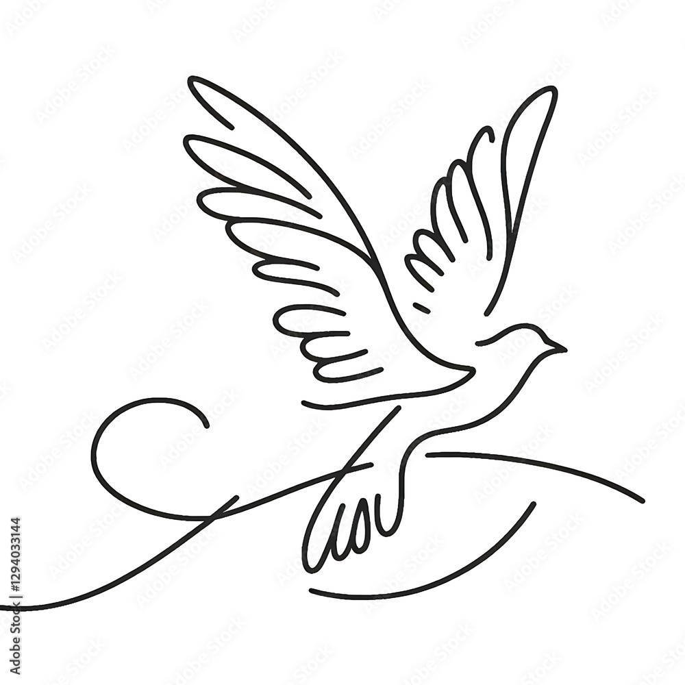 Simple line drawing of a bird in flight. Simple line drawing of a bird in flight.