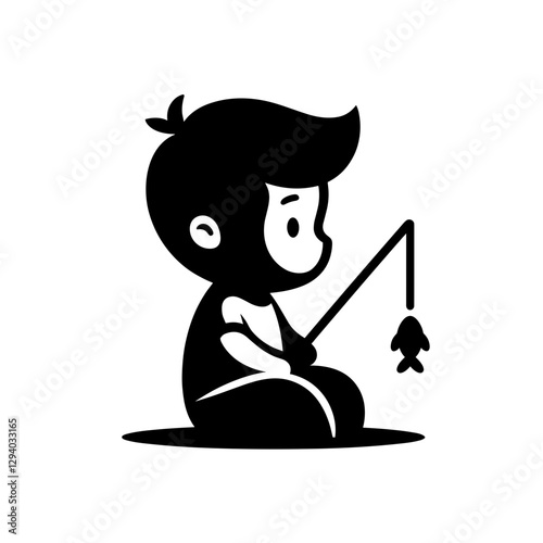 Vector illustration of a boy fishing