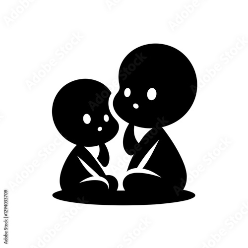 Vector illustration of two children thinking