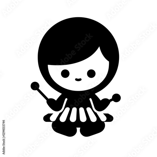 Vector illustration of a child playing the xylophone