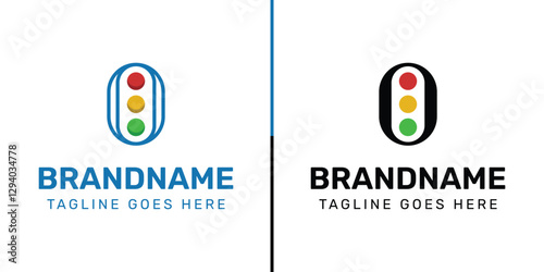 Letter O Traffic Light Logo Set, for  in technology, navigation, transportation, or communication companies