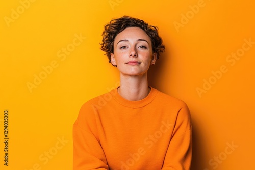 portrait of contemplative person on vibrant background evoking inspiration and creativity photo