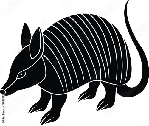 Vector illustration of a armadillo silhouette isolated on white background