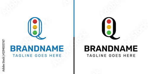 Letter Q Traffic Light Logo Set, for  in technology, navigation, transportation, or communication companies