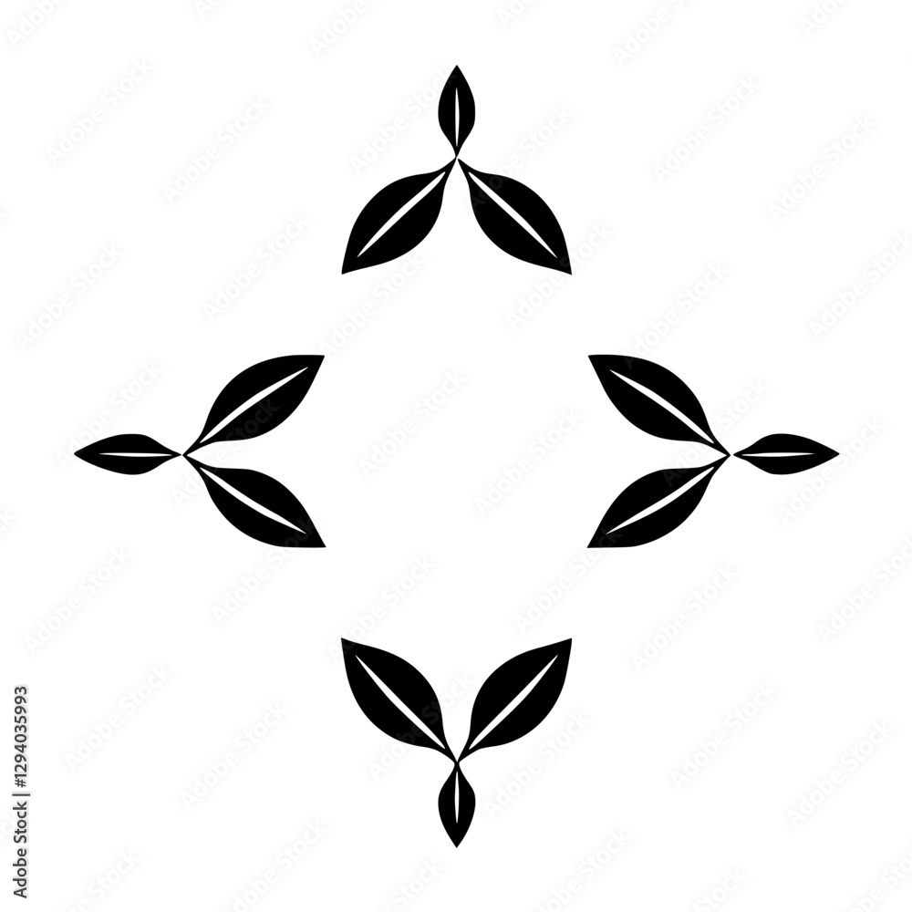 Symmetrical black leaf arrangement. Symmetrical black leaf arrangement.