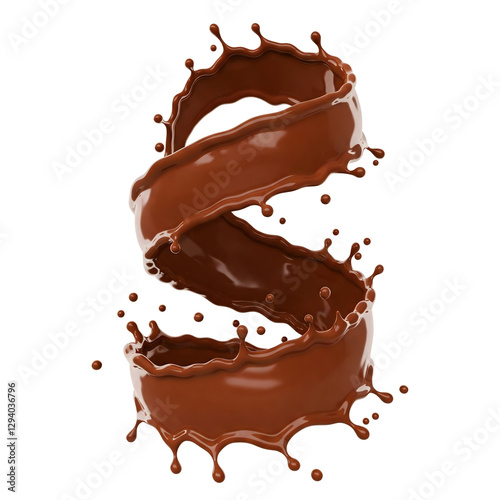 3D render Hot chocolate splash in spiral shape
