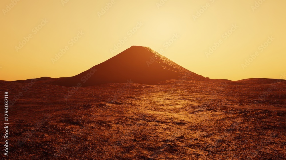 Serene Sunset Over a Majestic Mountain Landscape in Warm Tones Serene Sunset Over a Majestic Mountain Landscape in Warm Tones