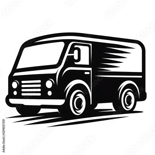Vintage delivery van illustration.