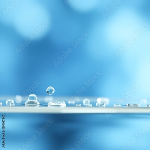 Water droplets on glass with soft light and bokeh effect