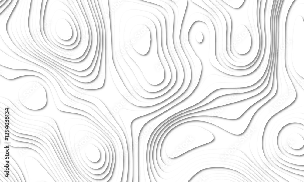 Abstract Luxury paper cut background, Abstract decoration, Topographic geometric map relief texture with curved layers and shadow. Abstract soft white background. Abstract Luxury paper cut background, Abstract decoration, Topographic geometric map relief texture with curved layers and shadow. Abstract soft white background.