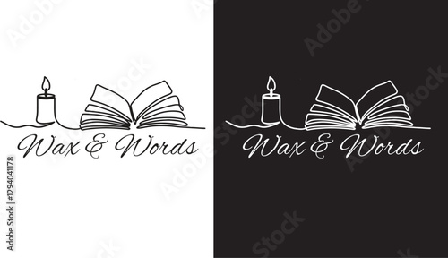 Wax Words: Continuous Line Art Open Book with Burning Candle
