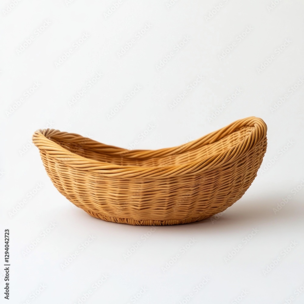 Empty Oval Wicker Basket on White Background Empty Oval Wicker Basket on White Background