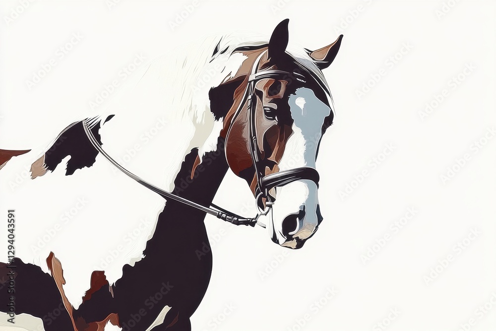 Elegant Brown and White Horse Portrait in Artistic Style Elegant Brown and White Horse Portrait in Artistic Style