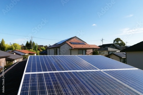 Wallpaper Mural capture serene suburban neighborhood with solar panels glistening on rooftops in gentle morning sunlight Torontodigital.ca