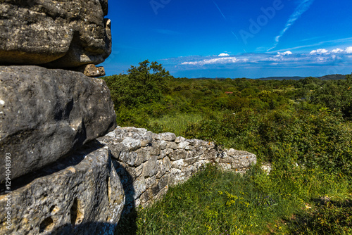 Monkodonja, a Bronze Age settlement on the Istrian Peninsula, near Rovinj, old stone settlement, destroyed stone walls, attractions for tourists photo