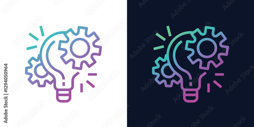 Abstract Project management icon, creative light bulb with gears, vector illustration of an abstract background Abstract Project management icon, creative light bulb with gears, vector illustration of an abstract background