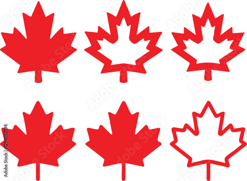 Maple Leaf Icon Canada Maple Leaf Set | Maple Leaves Icon Canadian Vector Illustration Logo | Maple-Leaf Icon Isolated Maple Leaf Collection