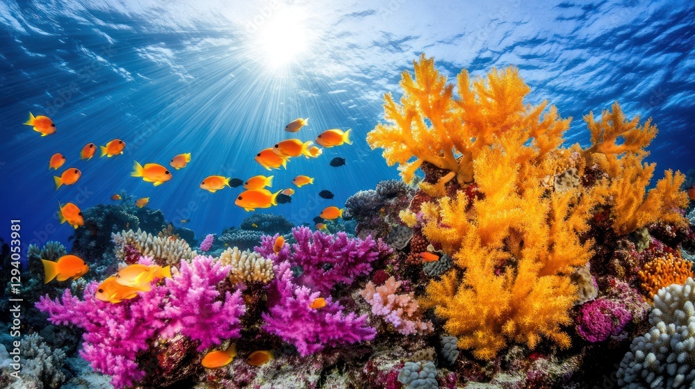 Obraz premium Vibrant Underwater Paradise: A Colorful Coral Reef Ecosystem