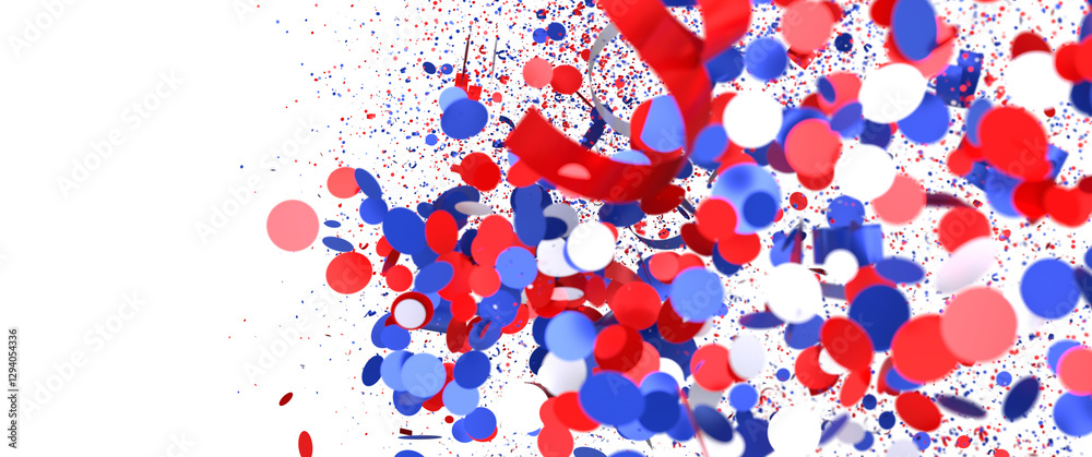 Obraz premium Red White Blue Confetti Burst Stock Photo