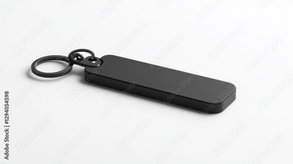 Modern minimalist keychain with a matte black finish, isolated on white Modern minimalist keychain with a matte black finish, isolated on white