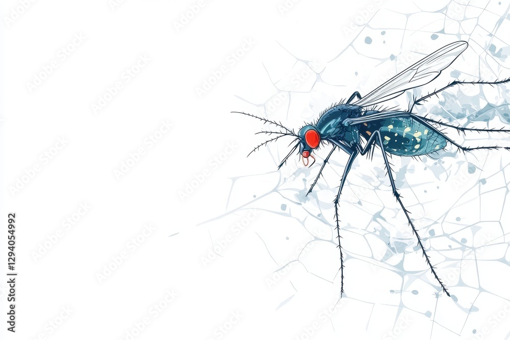Detailed Illustration of a Mosquito on a Soft Blue Background Detailed Illustration of a Mosquito on a Soft Blue Background