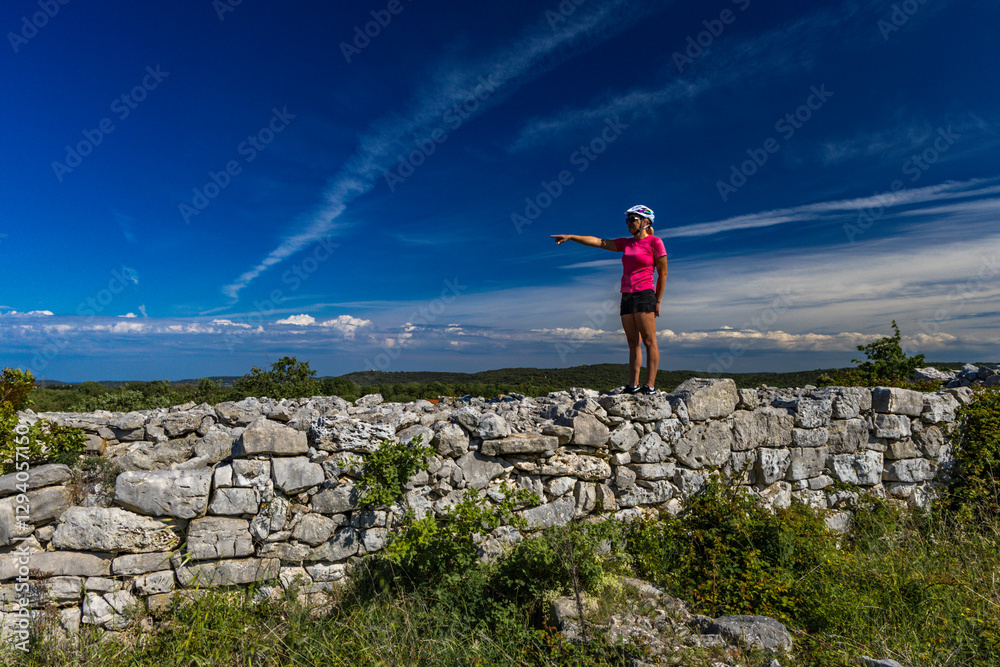 Obraz premium Monkodonja, a Bronze Age settlement on the Istrian Peninsula, near Rovinj, old stone settlement, destroyed stone walls, attractions for tourists