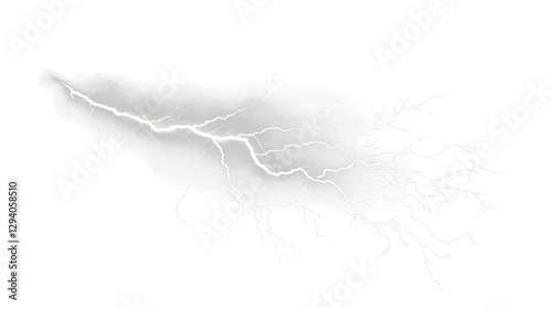 Powerful White Lightning Bolt on transparent Background