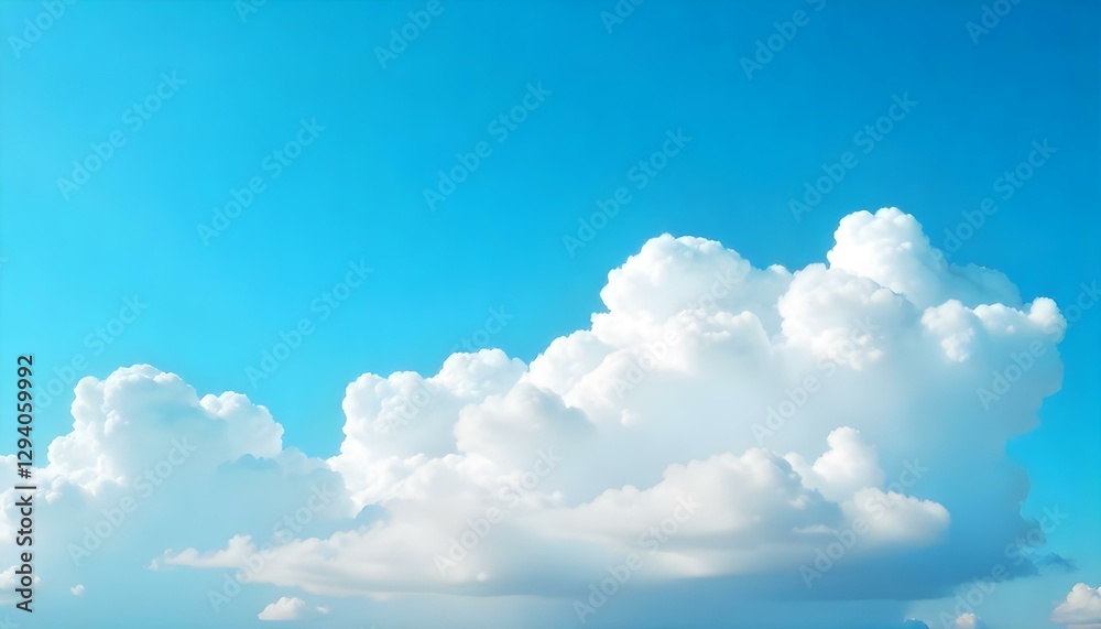 Una toma panorámica desde un ángulo bajo captura un cielo azul vibrante, parcialmente oscurecido por una masa de nubes blancas y esponjosas Una toma panorámica desde un ángulo bajo captura un cielo azul vibrante, parcialmente oscurecido por una masa de nubes blancas y esponjosas