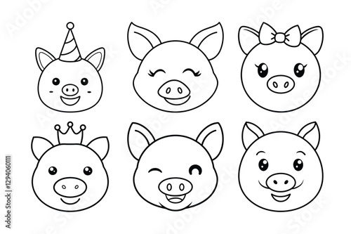 Wallpaper Mural set of funny pig Torontodigital.ca