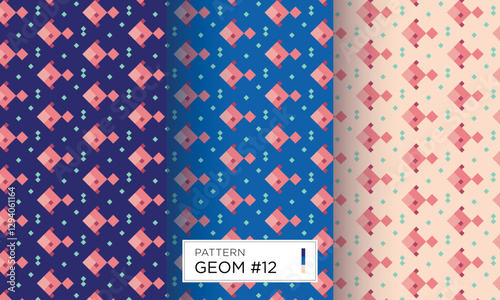 Geometric fishy fish patterns seamless vector abstract set of print Geom 12 on backgrounds for fabric decoration