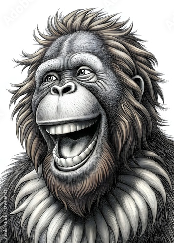 Wallpaper Mural Cheerful Gorilla Portrait Expressive Smile Captivating Features Unique Artistic Style Bold Characterization Vibrant Details Engaging Expression Torontodigital.ca