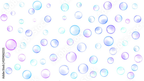Realistic Transparent Soap Bubbles Clipart Vector Illustration with Light Reflections and Floating Water Droplets for Digital Designs, Backgrounds, and Creative Projects