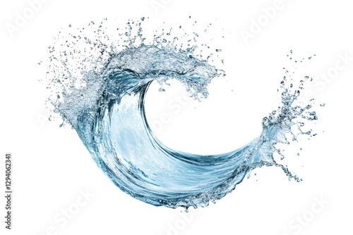 Water splash in wave shape isolated on transparent or white background, png