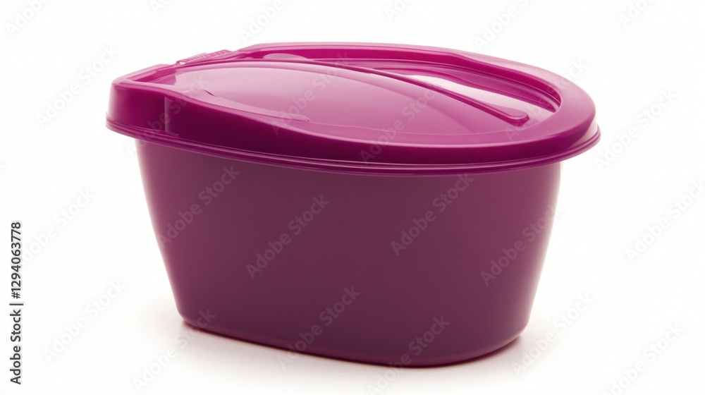 Small plastic trash container with a smooth curved shape, white background Small plastic trash container with a smooth curved shape, white background