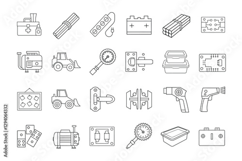workshop icon line art set on white background 