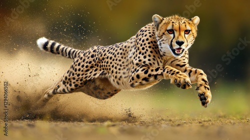 Cheetah Running in South Africa: Horizontally Fast African Wildlife Behavior