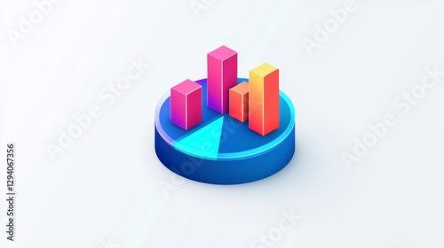 3D pie chart infographic, colorful data visualization, business presentation, data analysis, digital design photo