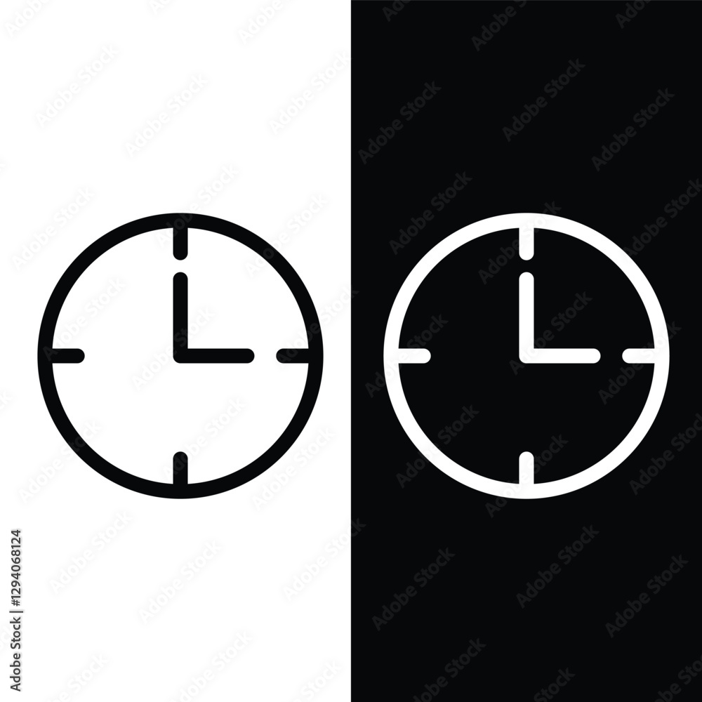 Clock black and white symbol design. Time icon design Clock black and white symbol design. Time icon design