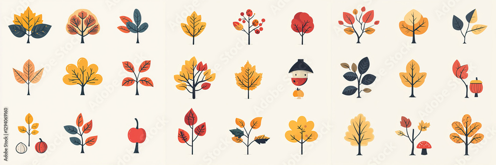 Obraz premium set autumn leaves, illustration 