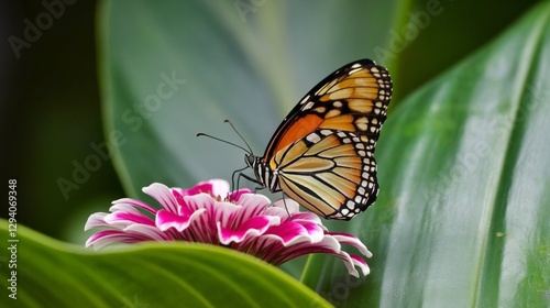 Beautiful Monarch Butterfly Resting on a Delicate Flower