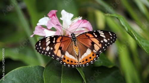Beautiful Monarch Butterfly Resting on a Delicate Flower