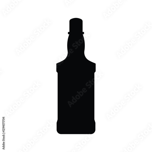 Silhouette whiskey bottle isolated on a white background