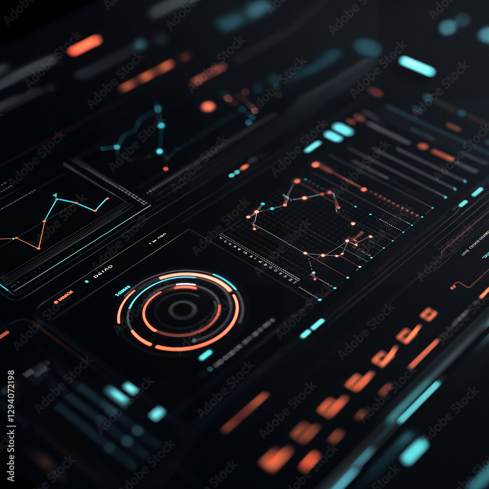 Futuristic AI-Powered Business Analytics Dashboard with Holographic Interface Futuristic AI-Powered Business Analytics Dashboard with Holographic Interface