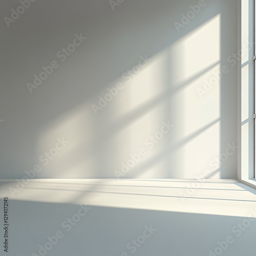Light shines in from a window on white walls