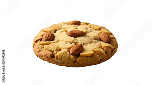  one big testy cookie with a few almonds top isolated on transparent background png
